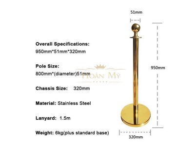 Cột chắn inox vàng dây trùng 8 cot chan inox vang day trung 8